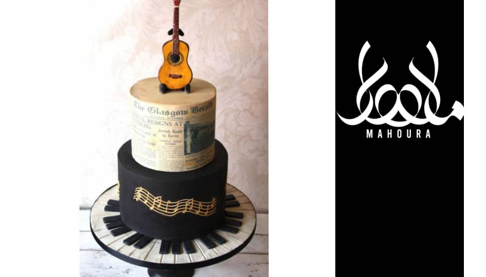 کیک تم تولد موسیقی