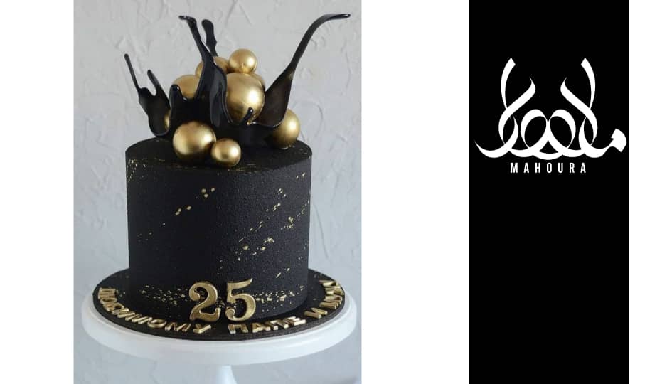 کیک تولد مشکی و طلایی 