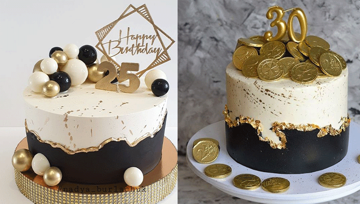 کیک تولد مشکی طلایی مردانه