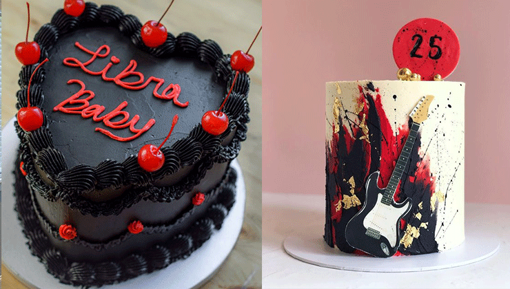 کیک تولد پسرانه با تم مشکی قرمز