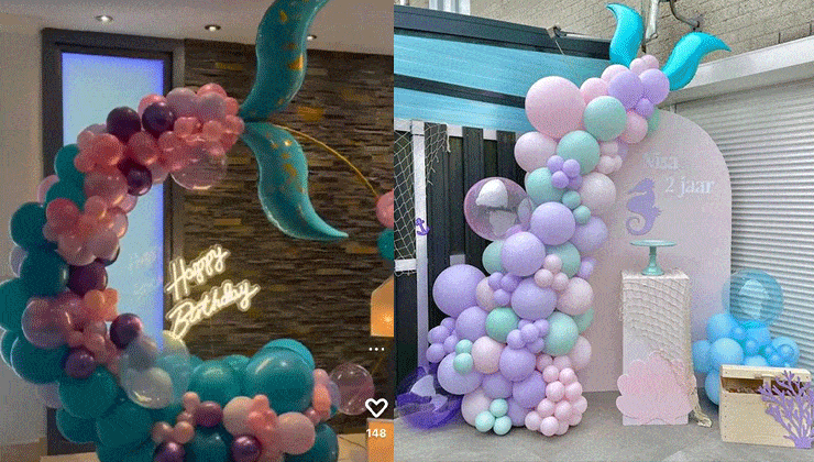 بادکنک آرایی تم تولد پری دریایی