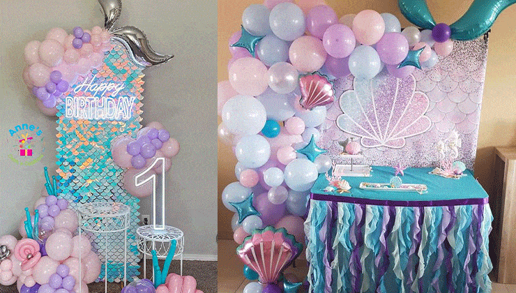 تزیینات ساده تم تولد پری دریایی
